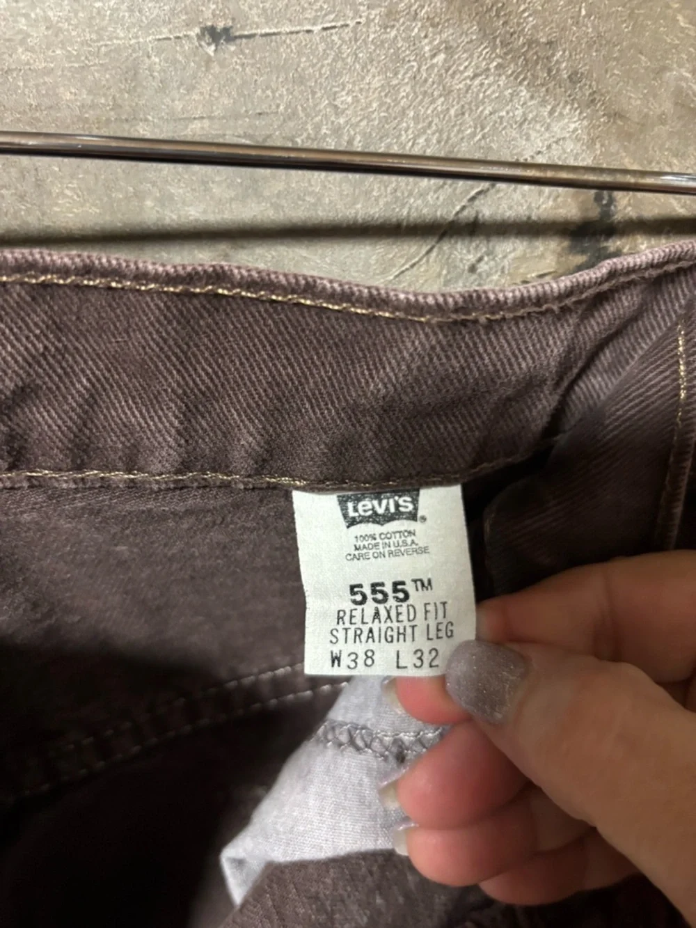 Vintage 90s Levi's Men's 555 Relaxed Fit Straight Leg Dark Brown Jeans 38x32